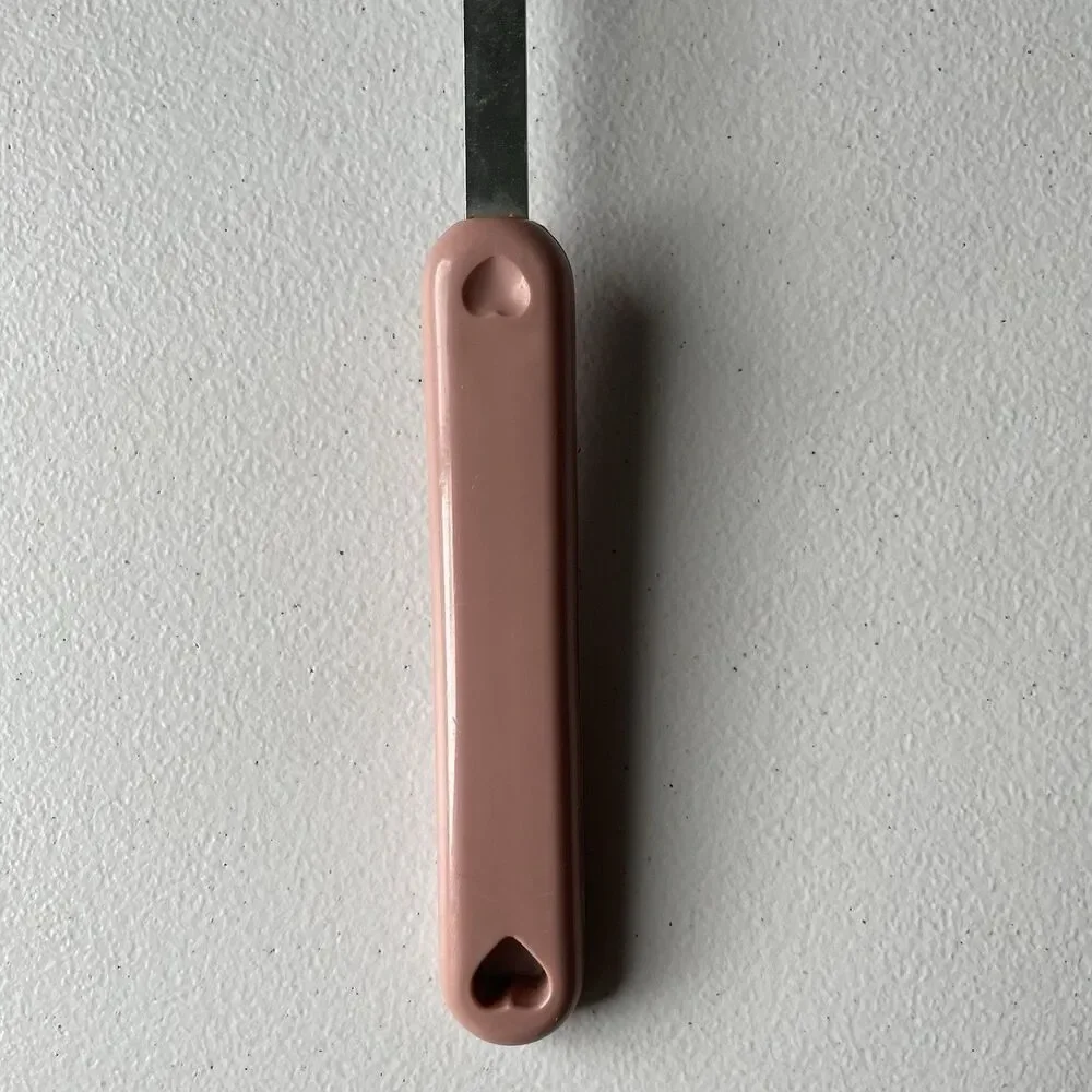 Four Star Vintage 1989 Heart Shaped Kitchen Spoon Utensil Pink Slotted 11.5